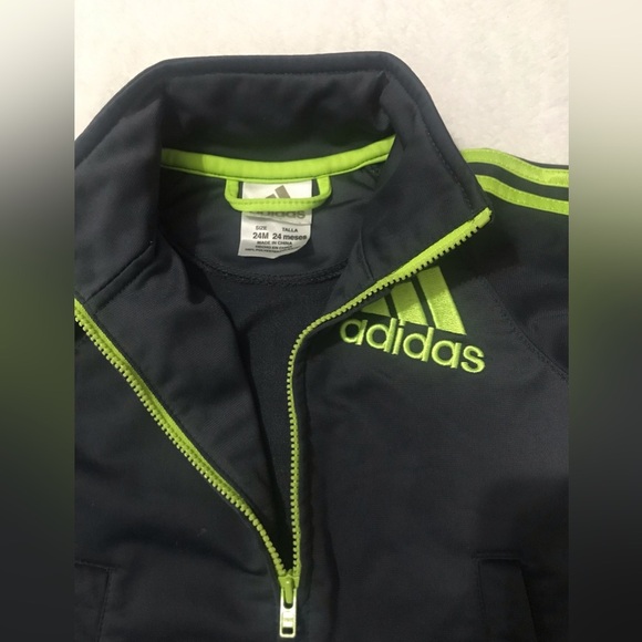 Adidas 24 months kids zip up jacket grey/green - Picture 4 of 5